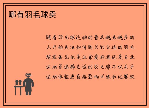 哪有羽毛球卖